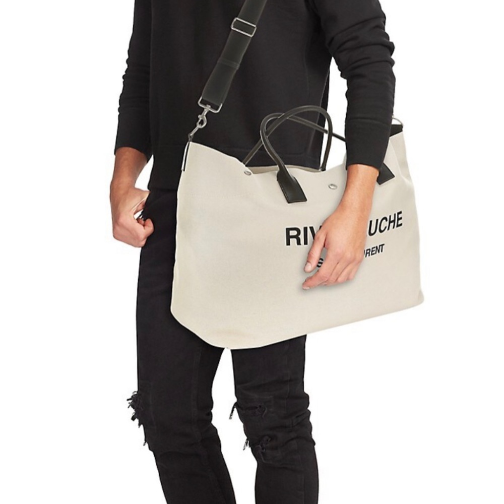 Saint Laurent. Rive Gauche Canvas Tote Bag - Picture 4 of 4